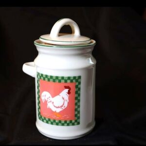 Crowning Touch Collection Porcelain Mini Milk Can Rooster Canister